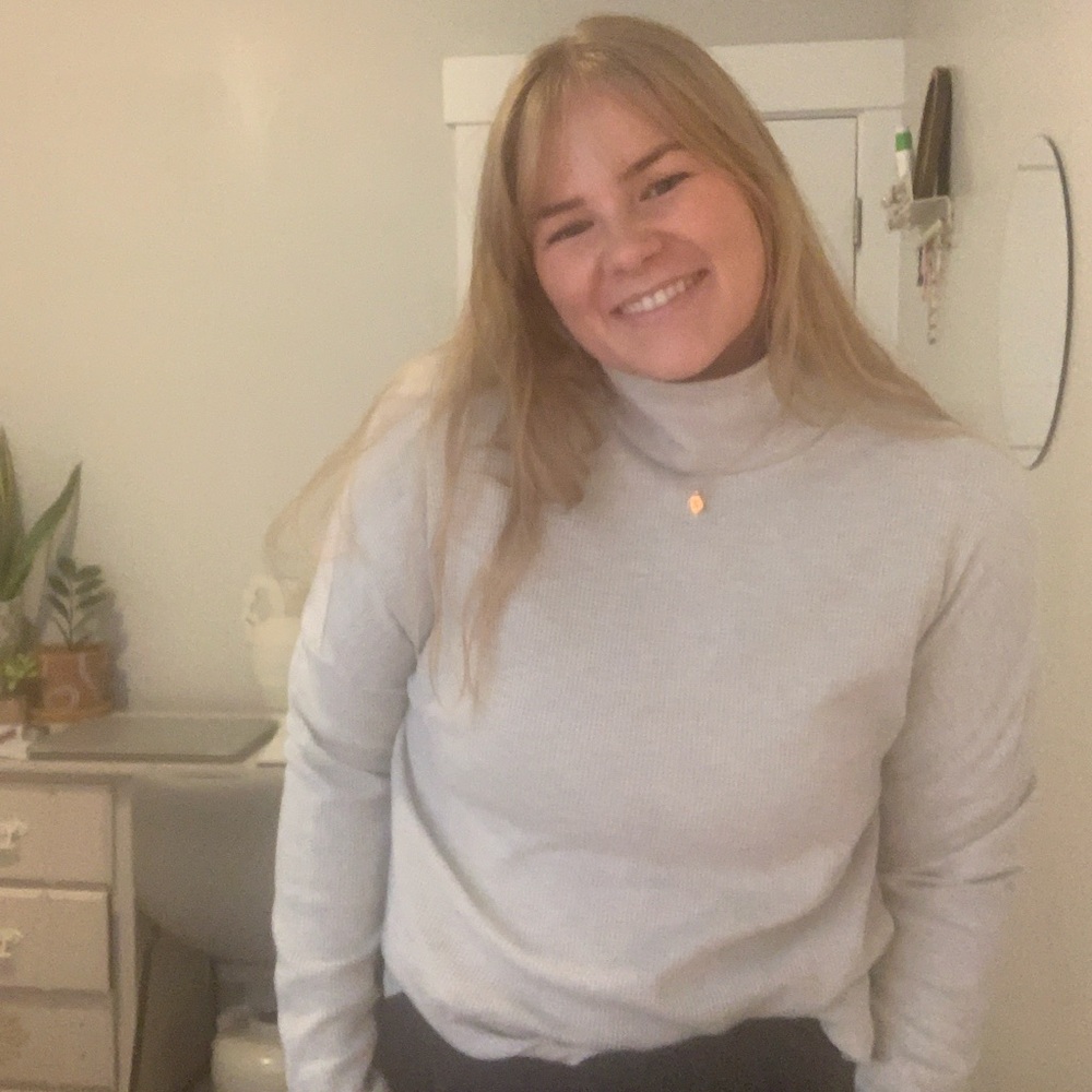 Grey waffle turtle neck top